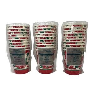 Set of 3 Sleeves Sealed Vintage Gibson Hot/Cold Party Cup Pointsettas